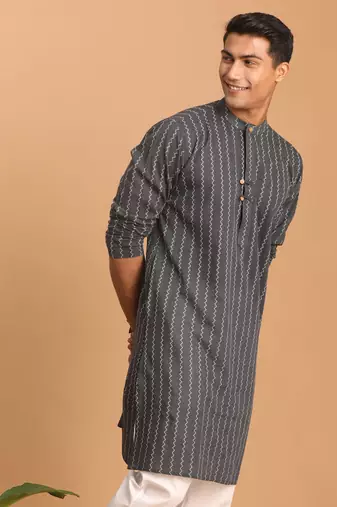 Grey Cotton Kurta