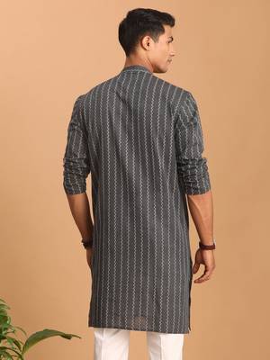 Grey Cotton Kurta 3