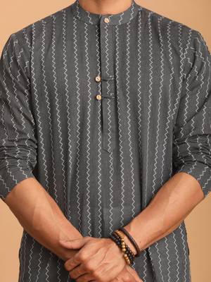 Grey Cotton Kurta 4