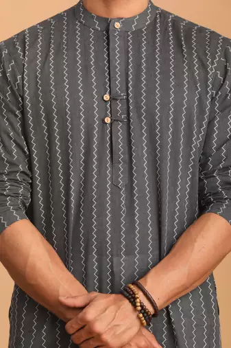 Grey Cotton Kurta