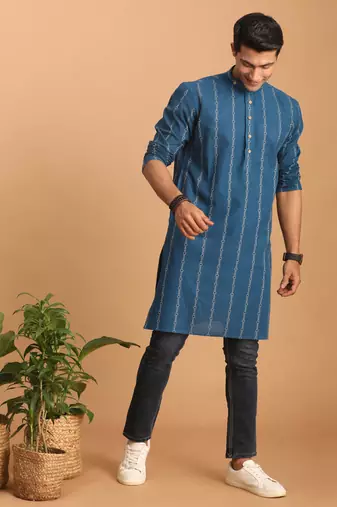 Indigo Blue Cotton Kurta