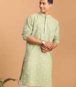 Men'S Green Cotton Kurta