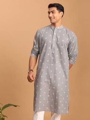 Grey Cotton Kurta 1