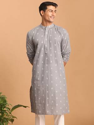 Grey Cotton Kurta 2
