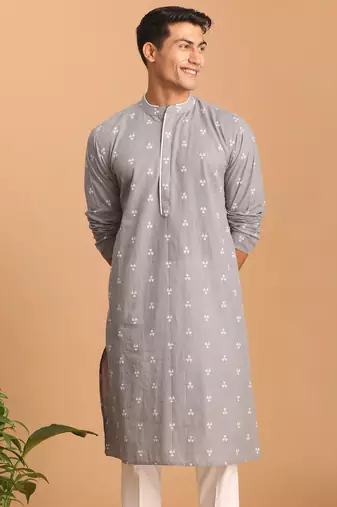 Grey Cotton Kurta