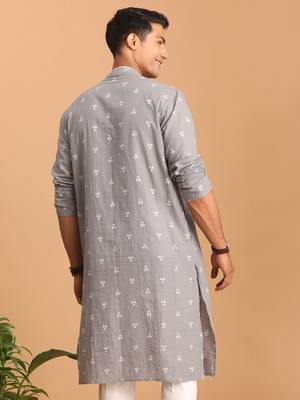 Grey Cotton Kurta 3