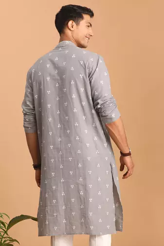 Grey Cotton Kurta