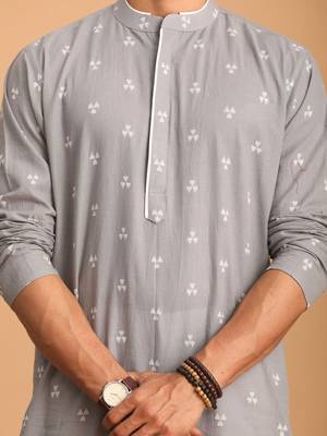 Grey Cotton Kurta 4