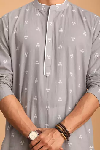 Grey Cotton Kurta