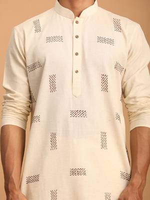 Cream Cotton Kurta 4