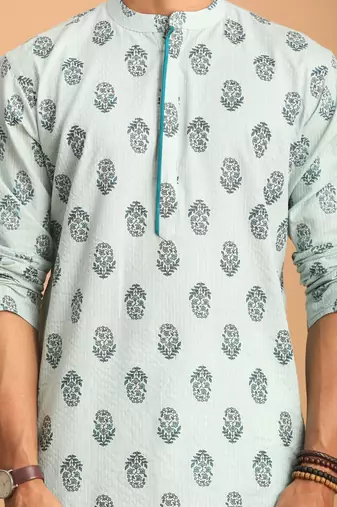 Aqua Cotton Kurta