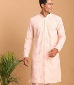 men's pink georgette kurta