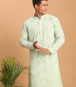 aqua georgette kurta with mirror work