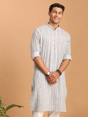 Grey Cotton Kurta 1