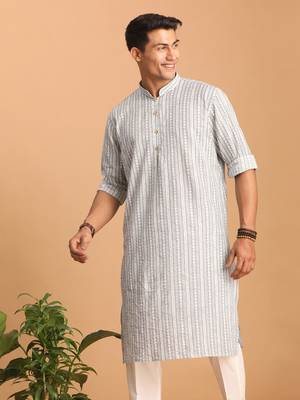 Grey Cotton Kurta 2
