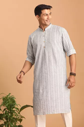 Grey Cotton Kurta