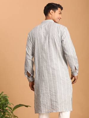 Grey Cotton Kurta 3