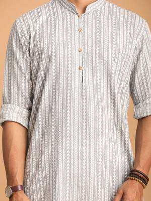 Grey Cotton Kurta 4