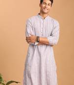 Men'S Purple Cotton Kurta