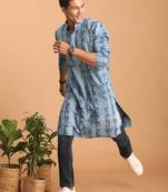 Men'S Indigo Blue Cotton Kurta