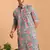 Sky Blue Cotton Floral Printed Kurta for Mens