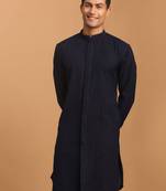 Navy Blue Cotton Blend Kurta