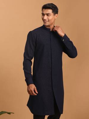 Navy Blue Cotton Blend Kurta 2