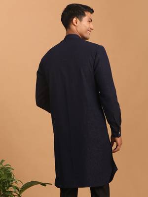 Navy Blue Cotton Blend Kurta 3