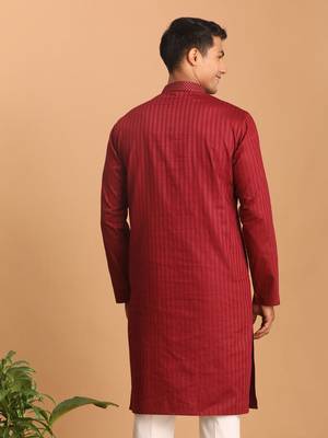 Maroon Cotton Blend Kurta 3