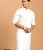 White Cotton Blend Kurta