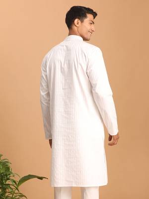 White Cotton Blend Kurta 3