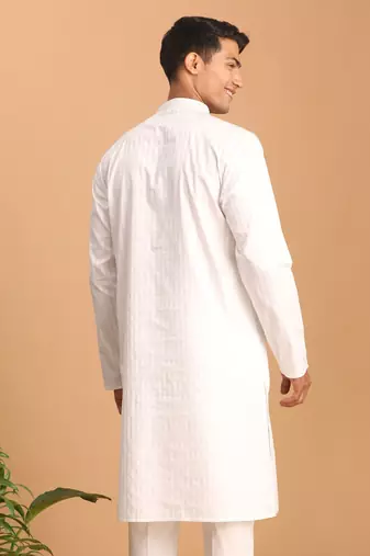 White Cotton Blend Kurta