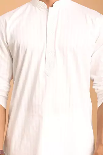 White Cotton Blend Kurta