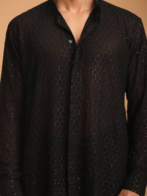 Black Georgette Kurta 4