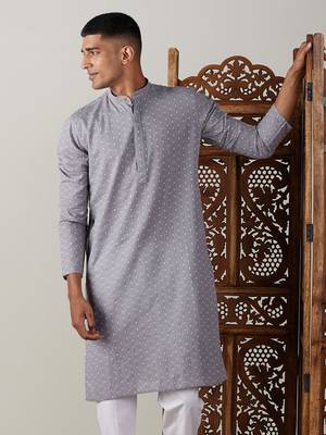 Grey Cotton Kurta 1