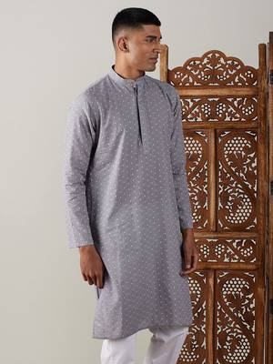 Grey Cotton Kurta 2