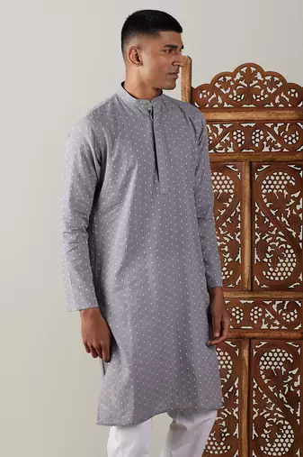 Grey Cotton Kurta