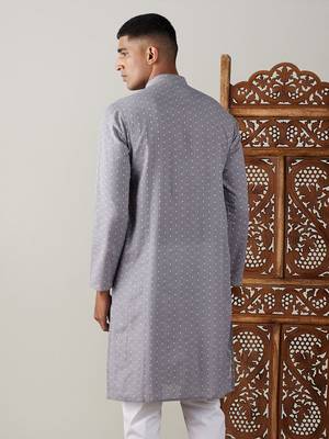 Grey Cotton Kurta 3