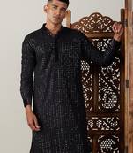 Men'S Black Georgette Kurta