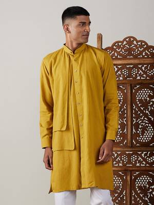 Mustard Cotton Kurta 1