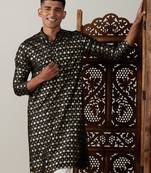 Men'S Black Viscose Kurta