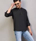 Men'S Black Cotton Blend Kurta