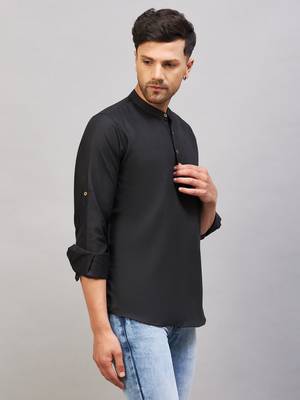 Black Cotton Blend Kurta 2