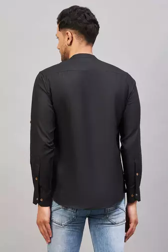Black Cotton Blend Kurta