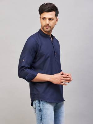 Blue Cotton Blend Kurta 2