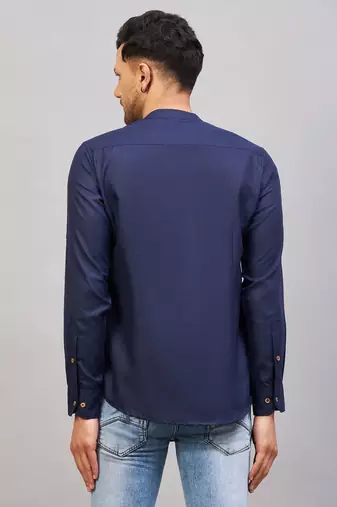 Blue Cotton Blend Kurta