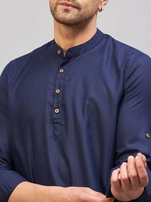 Blue Cotton Blend Kurta 4