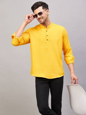 Mustard Cotton Blend Kurta 1