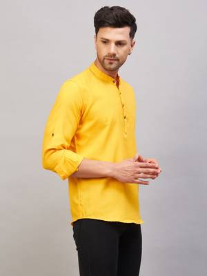 Mustard Cotton Blend Kurta 2