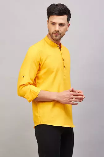 Mustard Cotton Blend Kurta